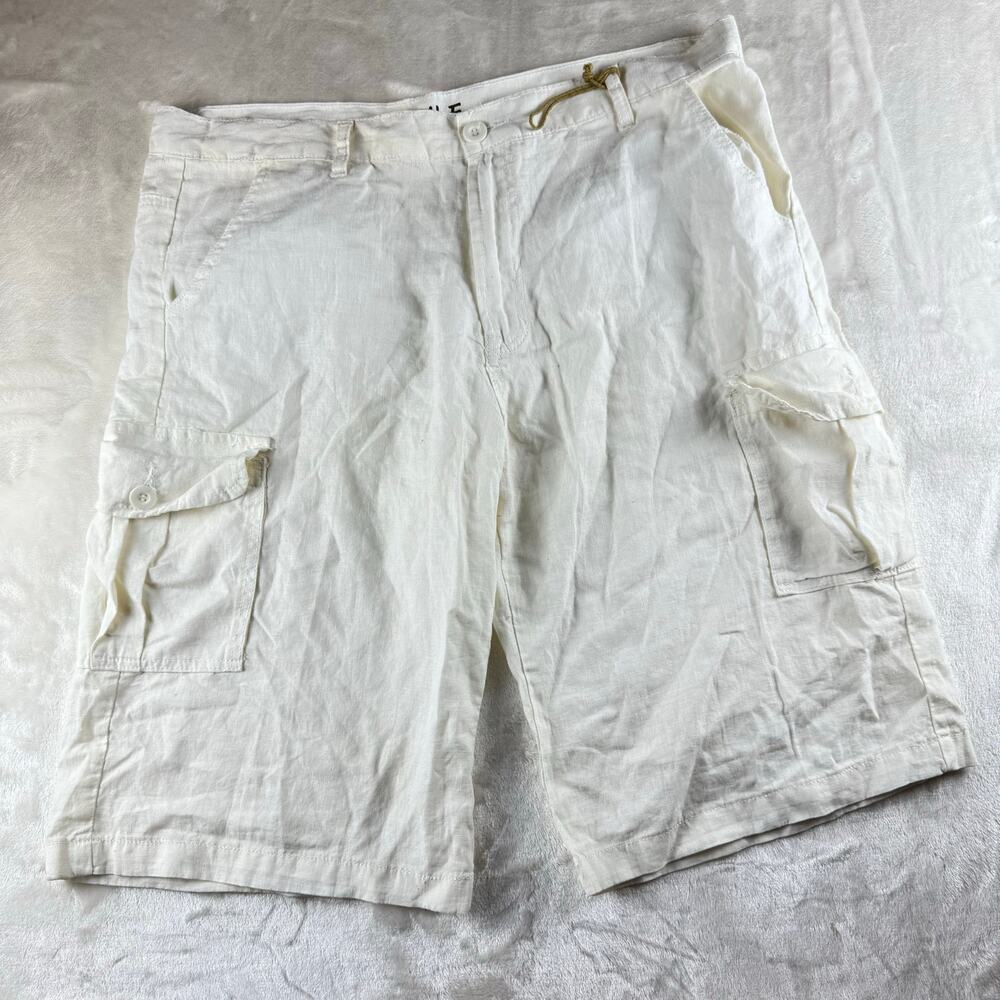 Agile Linen / Cotton Cargo Shorts Men's 38 Lightweight White Summer Beachware